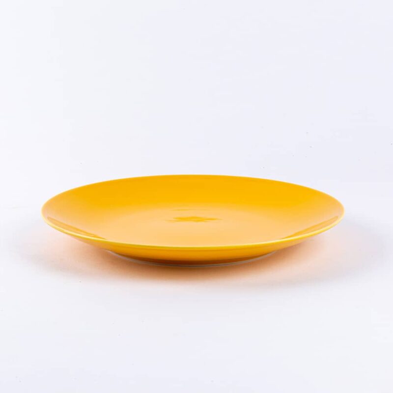 Assiettes rondes en porcelaine jaune française 25cm