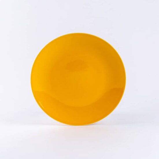 Assiettes rondes en porcelaine jaune française 25cm