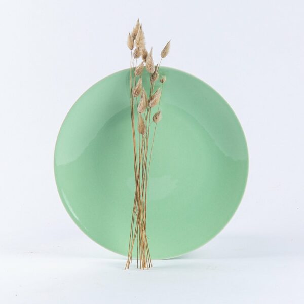 grande assiette-ronde-en-porcelaine-vert-amande