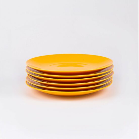 Pack-de-6-assiettes-en-porcelaine-jaune-française-19cm