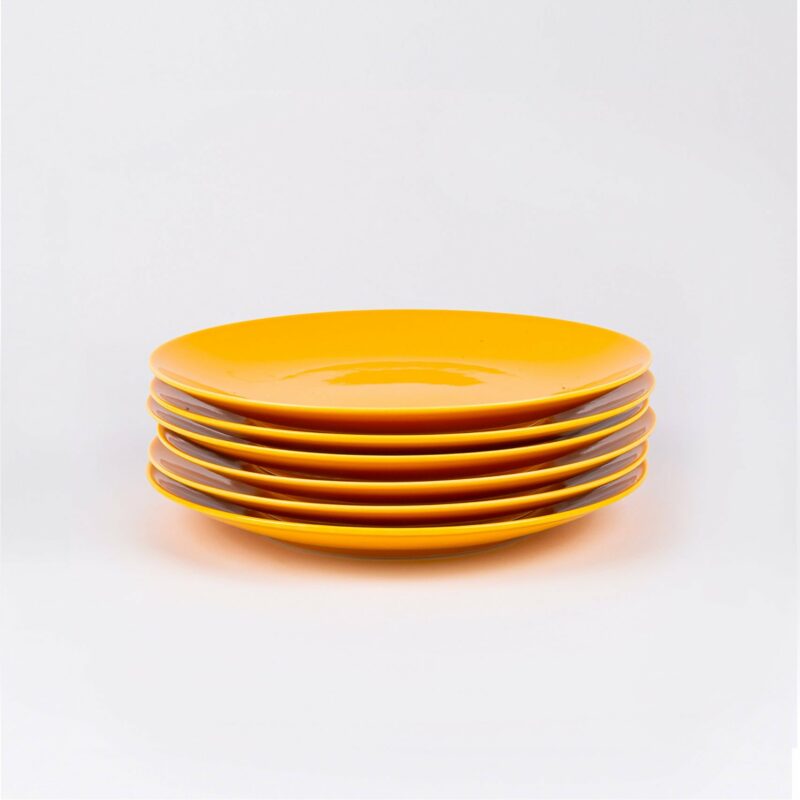 Pack-de-6-assiettes-en-porcelaine-jaune-française-19cm