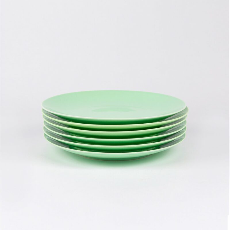 Pack-de-6-assiettes-en-porcelaine-verte-française.