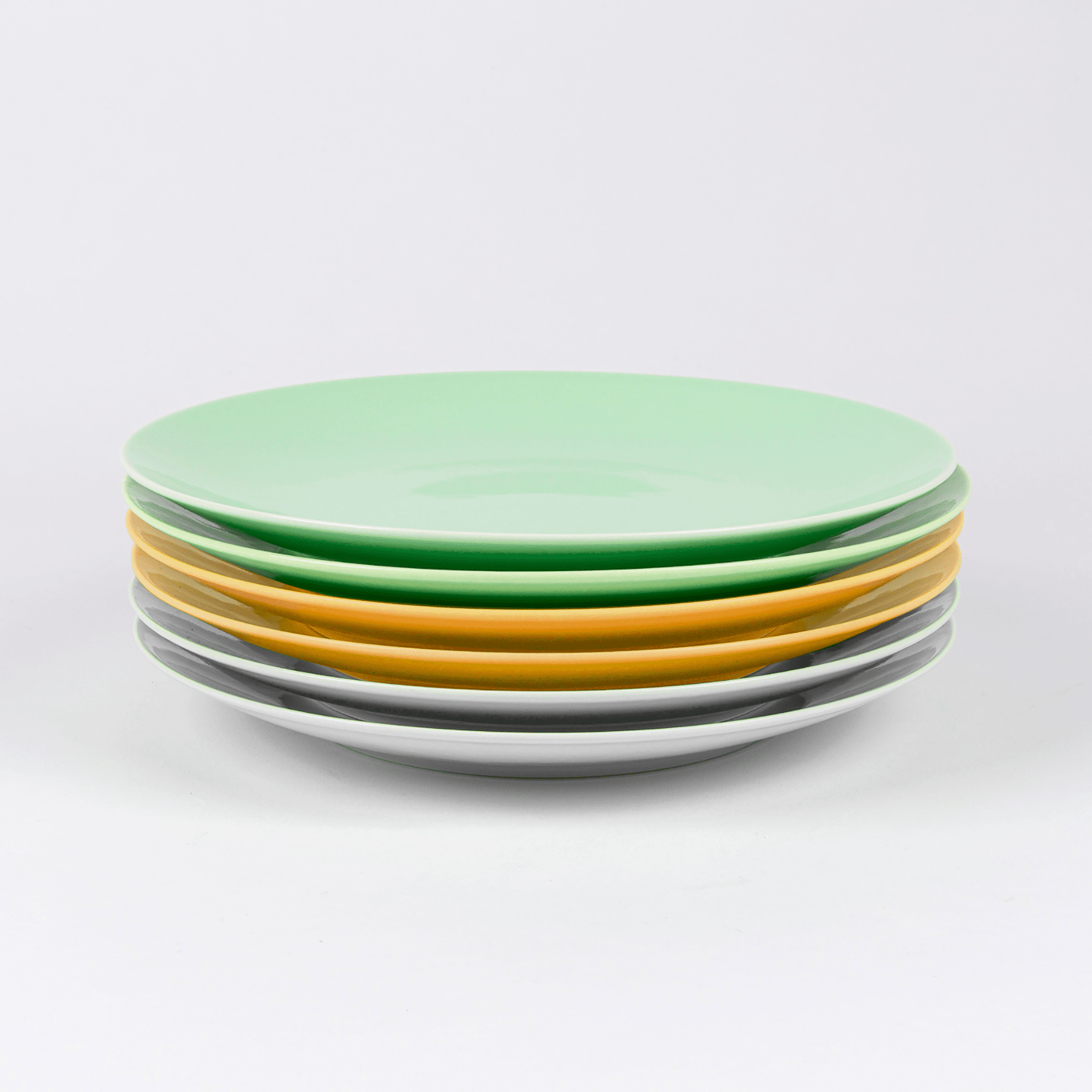 assiettes ronde en porcelaine blanche verte et jaune