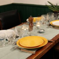 Duo assiette en porcelaine ronde jaune