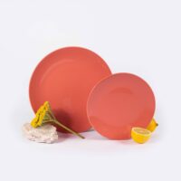 duo assiette ronde en porcelaine terracotta française
