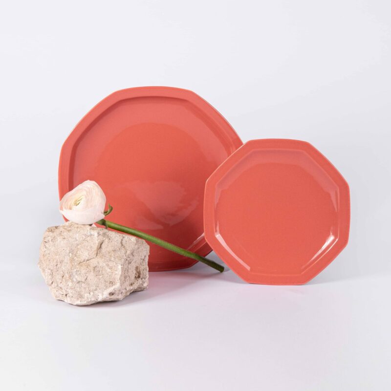 L'assiette à dessert en porcelaine octogonale - Terracotta – Image 2