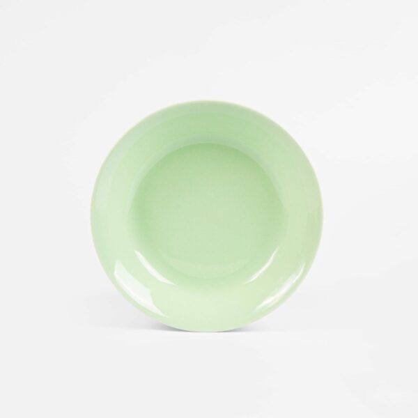 assiette creuse ronde verte porcelaine française