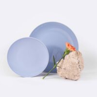 L'assiette à dessert en porcelaine ronde - Bleu pastel – Image 2