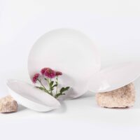 assiette ronde plate, à dessert, creuseporcelaine de limoges