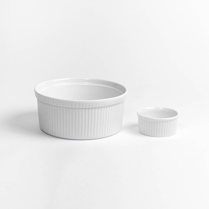 duo moule à soufflé et ramequin porcelaine blanche apilco