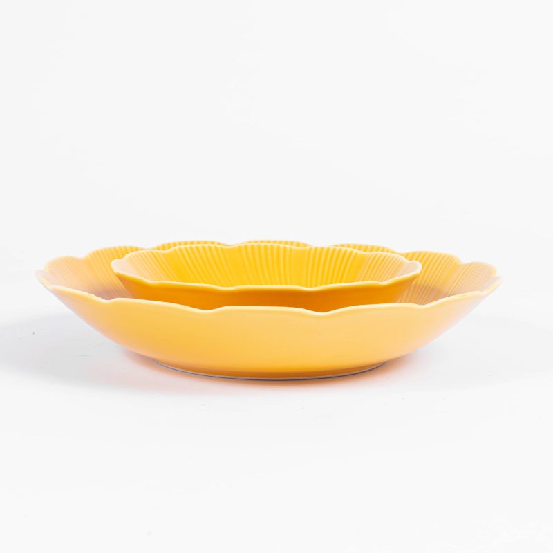 DUO coupelle et assiette creuse porcelaine jaune gamme tahiti - OGRE La Fabrique