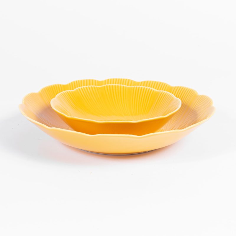 DUO coupelle et assiette creuse porcelaine jaune gamme tahiti - OGRE La Fabrique