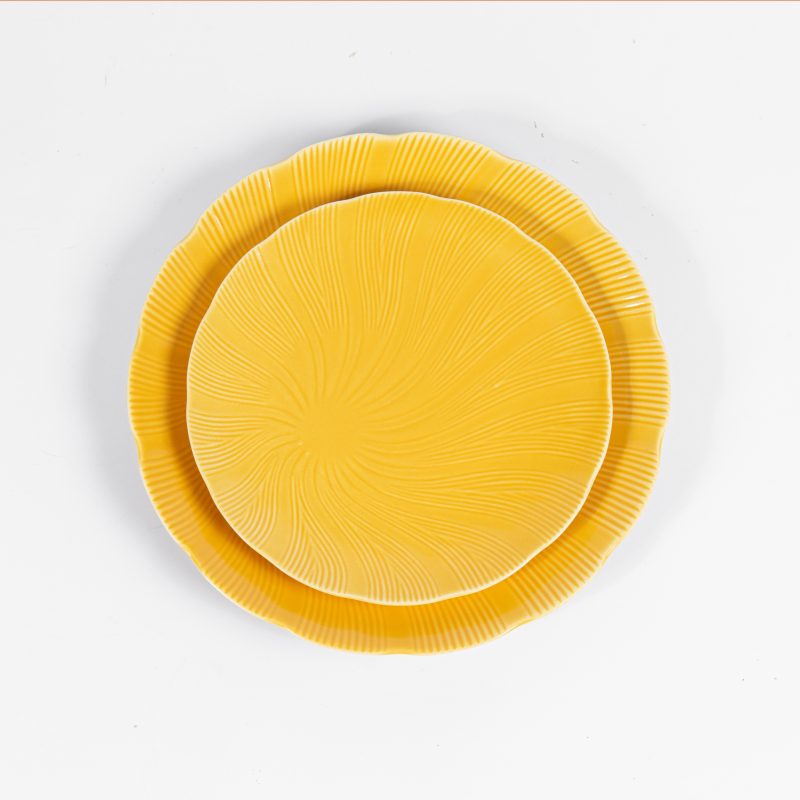 Duo Assiette plate et dessert porcelaine jaune tahiti - OGRE La Fabrique