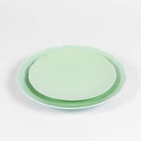 duo assiette principal et assiette à dessert en porcelaine verte