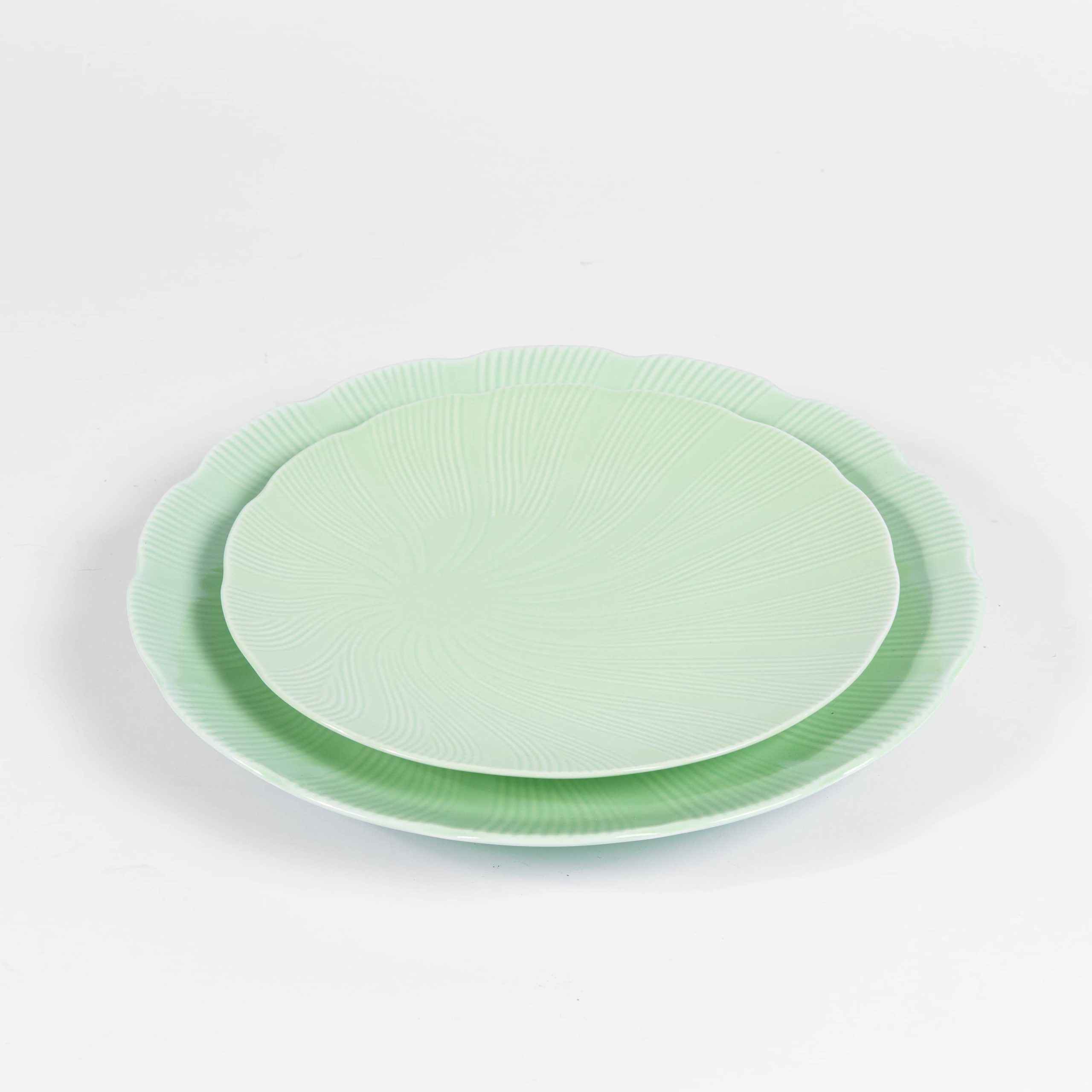 4x Assiettes en plastique vert - 34 cm - Assiette plate - Assiette