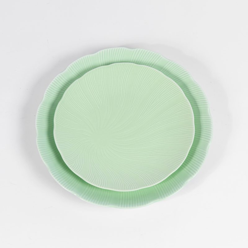 assiette-à-dessert-vert-porcelaine