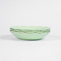 pack de 4 assiette creuse porcelaine verte française