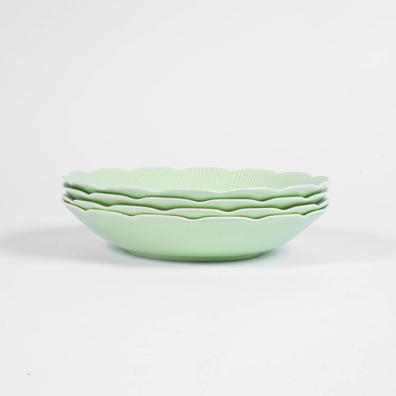 pack de 4 assiette creuse porcelaine verte française