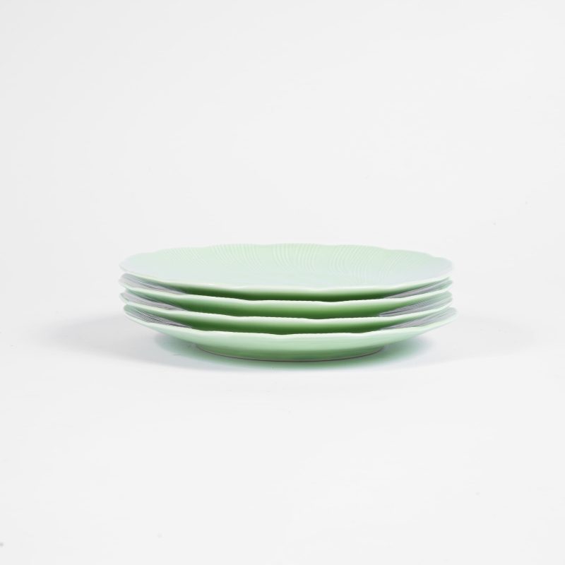 assiette-à-dessert-vert-porcelaine